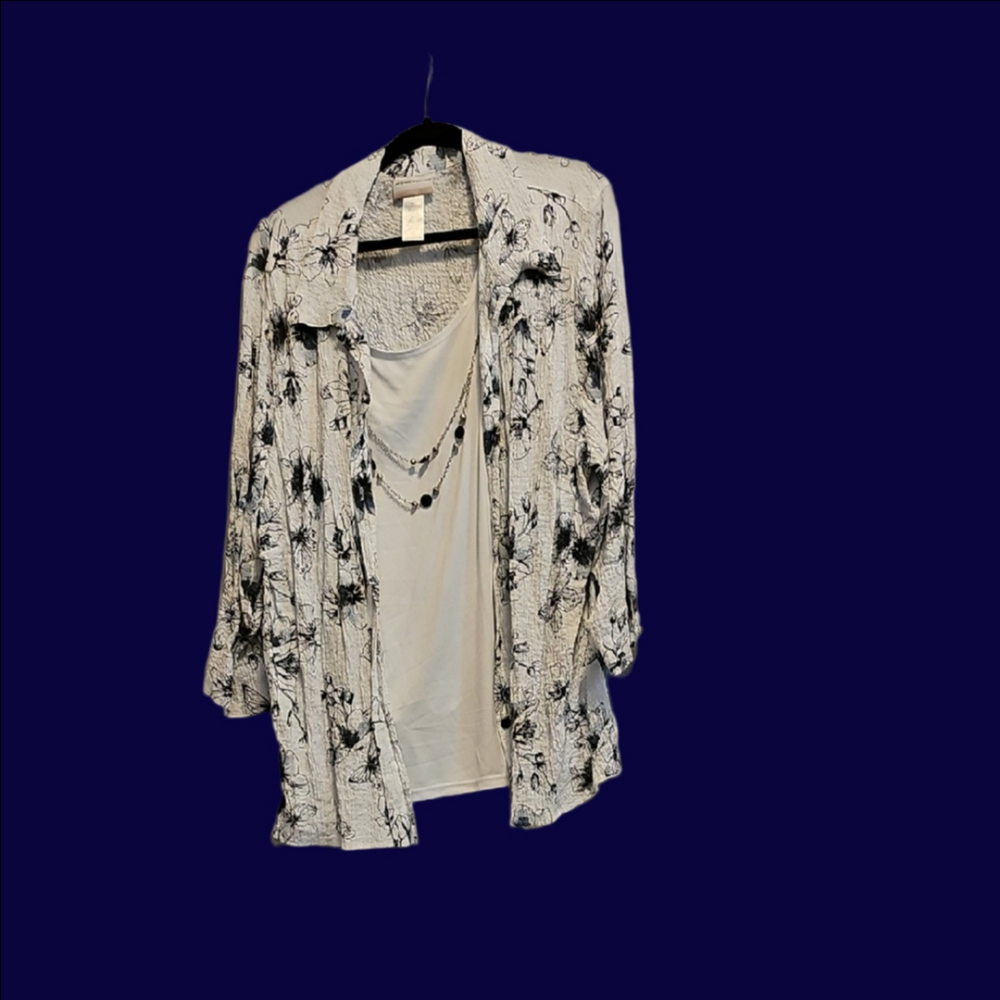 Alfred Dunner Black and White Textured Top